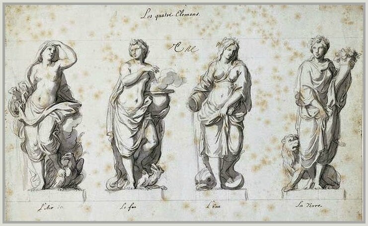 les quatre elements charles le brun