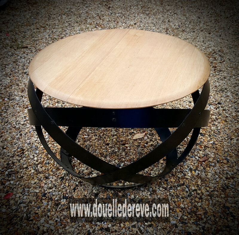douelledereve, table basse tonneau,table basse barrique , table basse design , art du tonneau , art de la barrique, meuble art barrique , meuble art tonneau , meuble de cave, mobilier cave