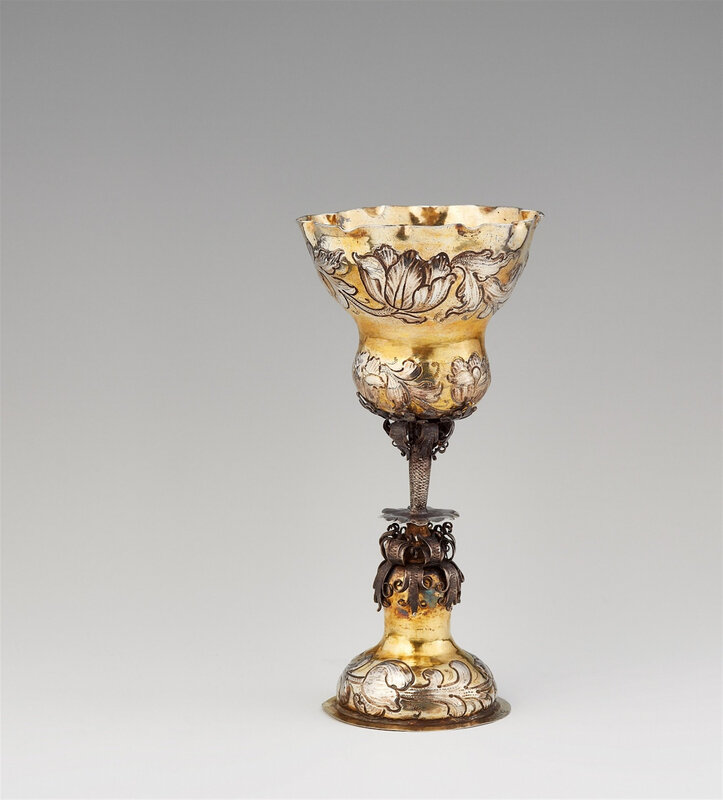 A gilt silver flower cup, Johann Reinhold Mühl (1654 - 92), Nuremberg, around 1670