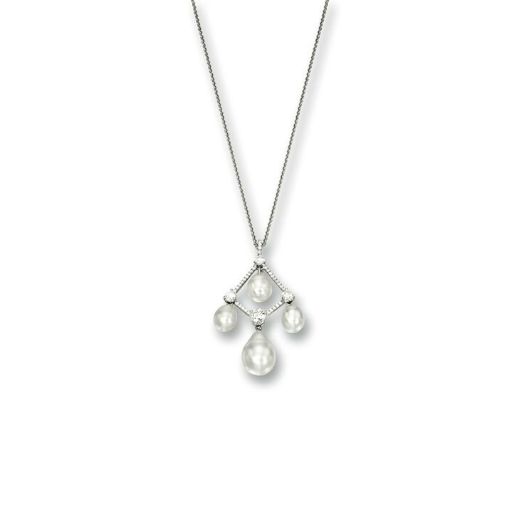 Natural Pearl and Diamond Pendant