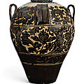 An extremely large and important 'lingwu' cut-glaze wine jar, <b>Xixia</b> <b>dynasty</b> (1038-1227)
