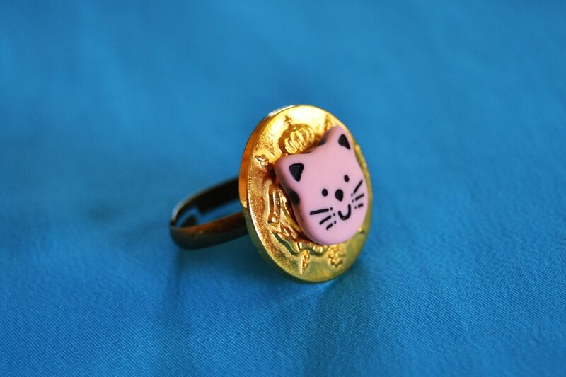 Bague chat rose zoom