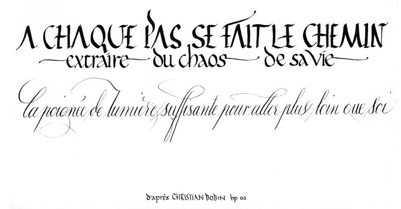 Poignée de lumière, C Bobin, calligraphie