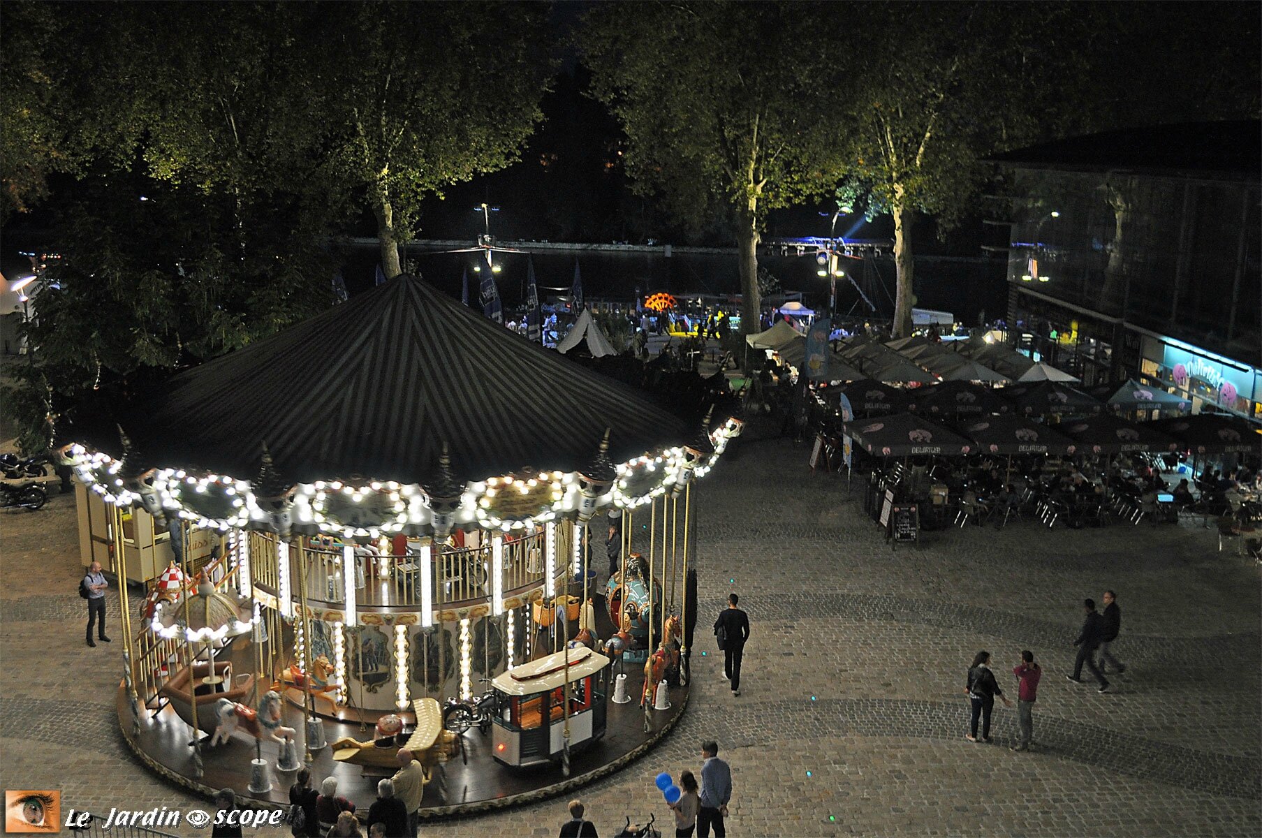 Manège de la Place de Loire de nuit.
