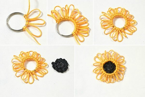 Pandahall Free Instructions on Making Charming Nylon Thread Braided Sunflower Bracelet (8)