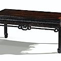 <b>Table</b> basse Impériale en zitan, <b>kang</b>. Chine, dynastie Qing, époque Qianlong (1735-1796) 
