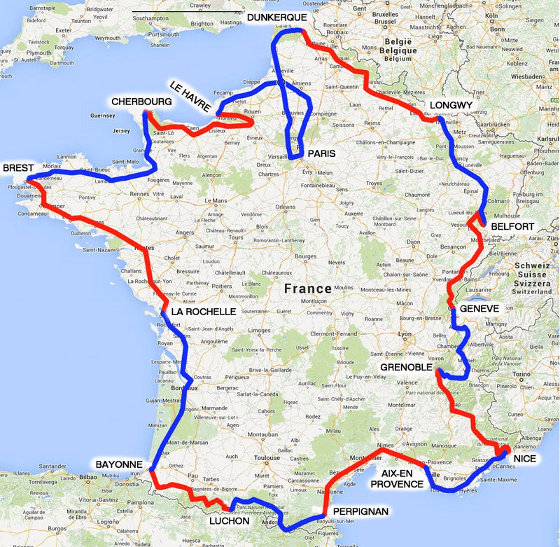 Parcours Tour de France 1913R