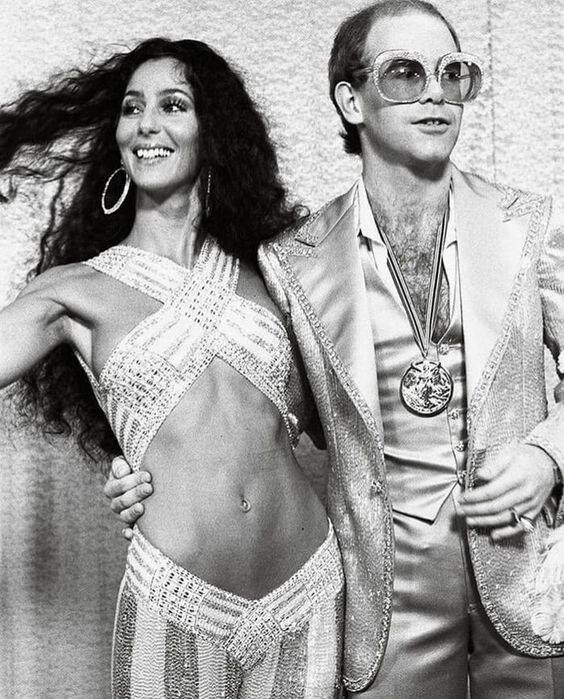 Elton John and Cher at the Grammys, 1975