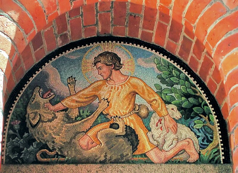 Le bon berger vainqueur du loup, mosaïque, Copenhage