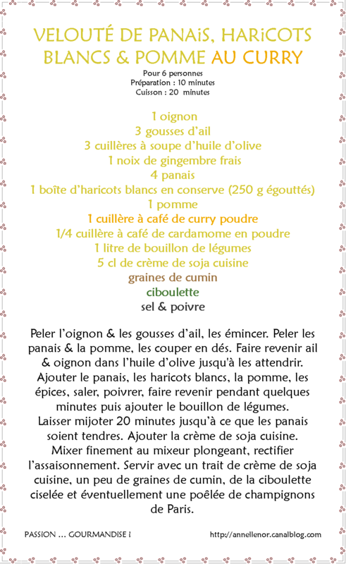 Velouté de panais, haricots blancs & pomme au curry_fiche