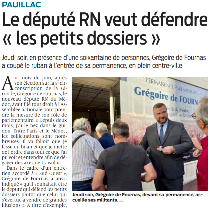 2022 09 10 SO Le Député veut défendre les petits dossiers