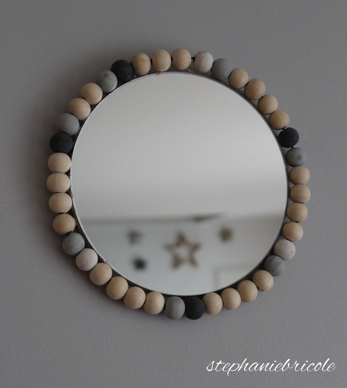 miroir déco perle en bois diy