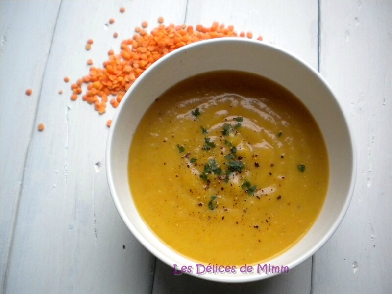Velouté de carottes et de lentilles corail 3