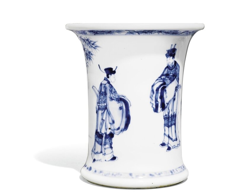 A Blue and White Brushpot, Bitong, Qing Dynasty, Kangxi Period (1662-1722)