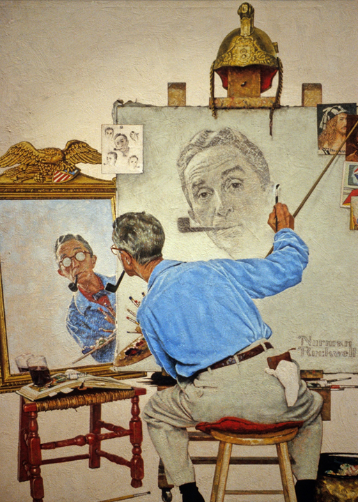 Triple autoportrait de Norman Rockwell le bal des arts