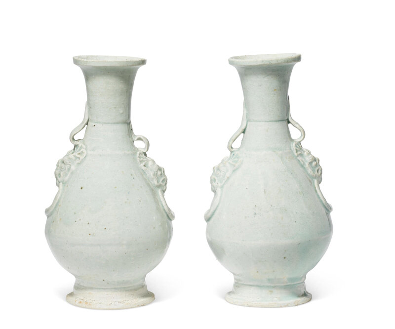 A pair of Qingbai pear-shaped vases, Yuan dynasty (1279-1368)