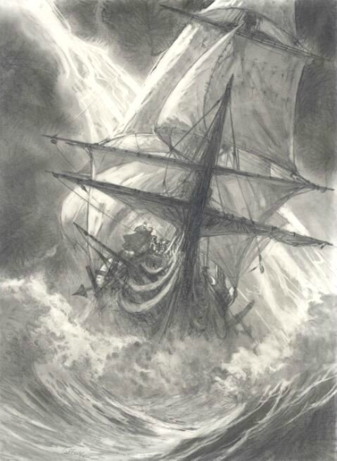 Long John Silver, Etude de la couverture du tome 2 48x66 cm