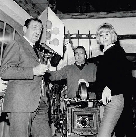 Lino Ventura, Georges Lautner et Mireille Darc sur le tournage de 