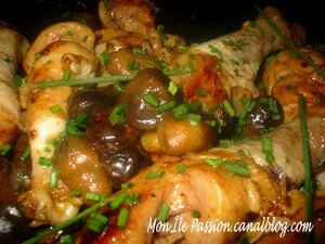 recettes plats Poulet sauce dhuîtres et champignons de paille