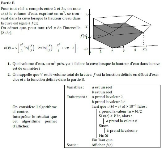 TS exos bac fonction ln 5 3 C