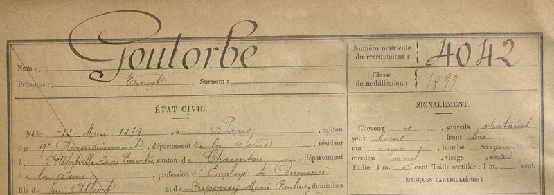 GOUTORBE Ernest - Fiche matricule