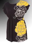 LIMITED_COLLECION_Black___Yellow_Print_Shirred_Waist_Tunic_with_Stretch_Beltyours