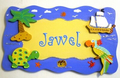 Plaque de porte l'île au trésor pour Jawel
