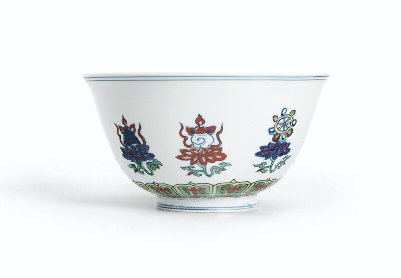 A rare doucai 'Bajixiang' bowl, Mark and period of Wanli (1573-1620)