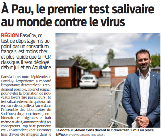 2020 06 16 SO A pau le premier test salivaire au monde contre le virus