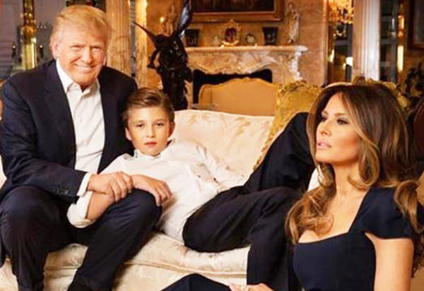 Melania Trump with husband and son