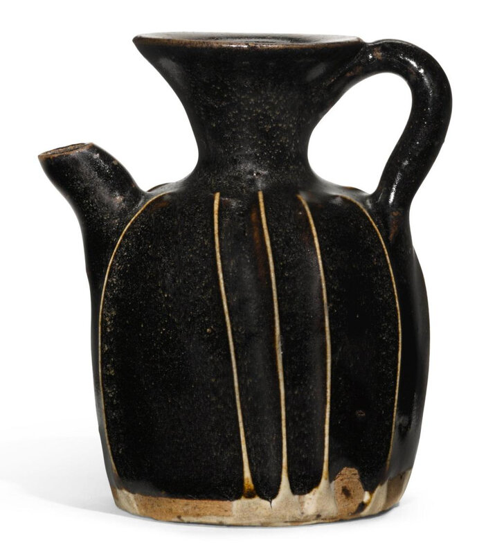 A miniature black-glazed ribbed ewer, Song dynasty (960-1279)