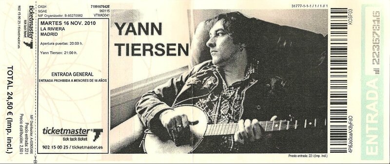 2010 11 Yann Tiersen La Riviera Billet