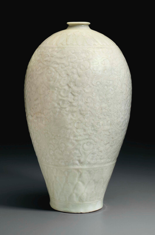 A rare large Qingbai carved meiping, China, Southern Song dynasty (1127-1279)