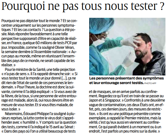 2020 04 21 SO Pourquoi ne pas tous nous tester