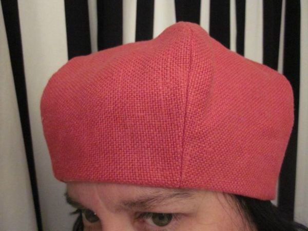 chapeau en lin rouge (3)