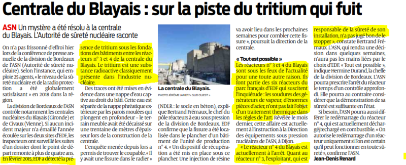 2019 10 02 SO Centrale du Blayais sur la piste du tritium qui fuit