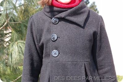 Des Idées Par Milliers - Manteau d'hiver en laine - Patron gratuit - Fermeture bouton - Pinces dans le dos