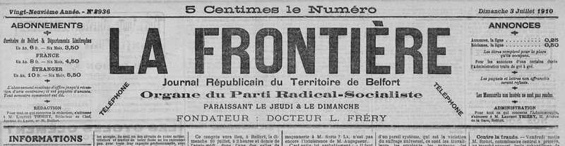 1910 07 03 La Frontière