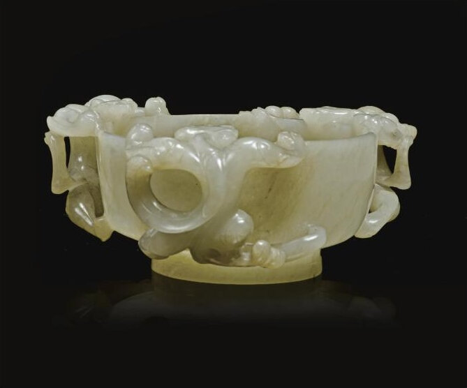A jade 'chilong' cup, Ming dynasty, 17th century