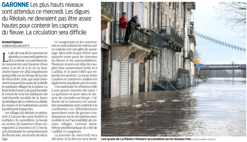 2021 02 03 SO Sud-Gironde inondé le pic de la crue est redouté2