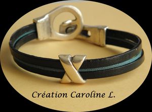 Bracelet magnétique double cuir & coton(2)