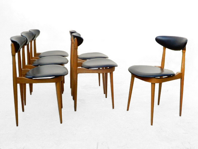 6 chaises Licorne Baumann Guariche vintage