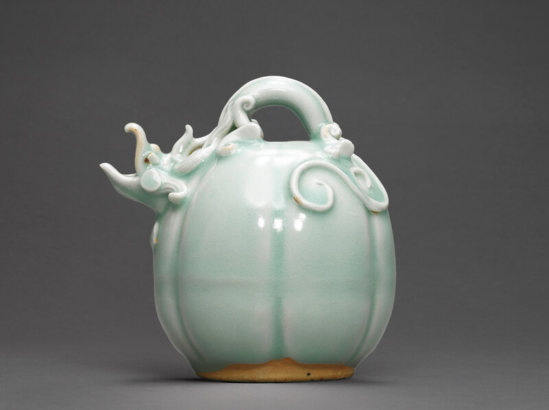 A fine and rare moulded melon-form Qingbai ewer, Song dynasty (960-1279)