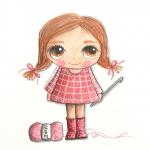 illustration girl crochet