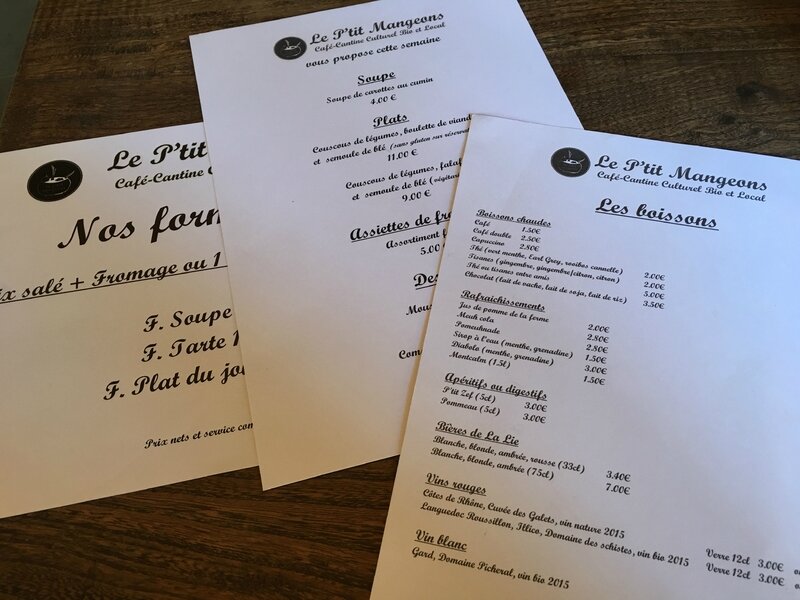 le P'tit Mangeons café cantine culturel bio et local Avranches menu carte