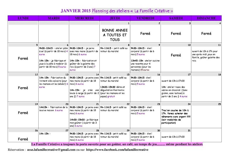 planning janvier 2015