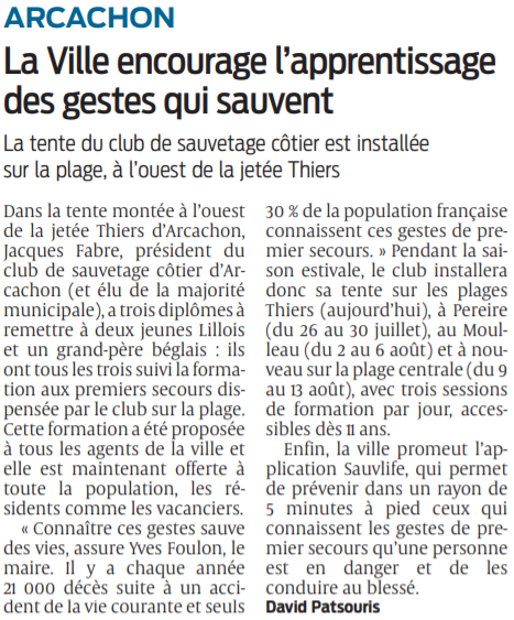 2021 07 23 SO Arcachon la ville encourage l'apprentissage des gestes qui sauvent