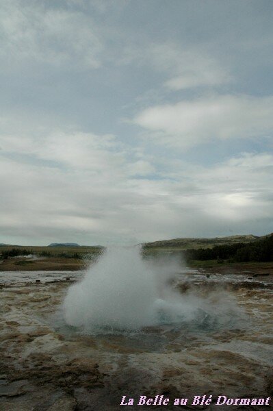 Sur le site de Geysir, le geyser Strokkur...