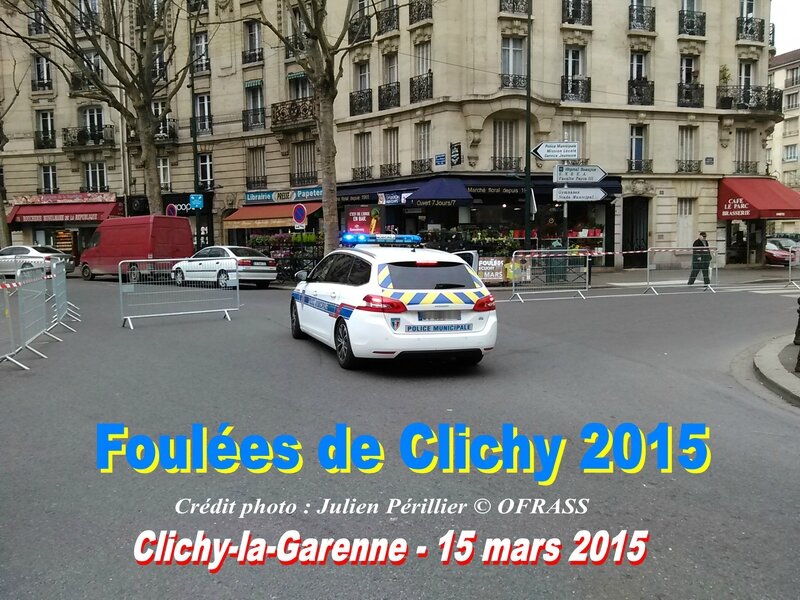 Les signaleurs de l'Ofrass sur la course Foulées de Clichy 2015. Clichy-la-garenne, 15 mars 2015. Crédit photo : Julien Périllier © OFRASS