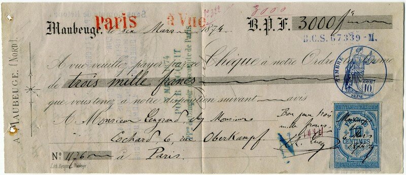 Cheque 1874-1